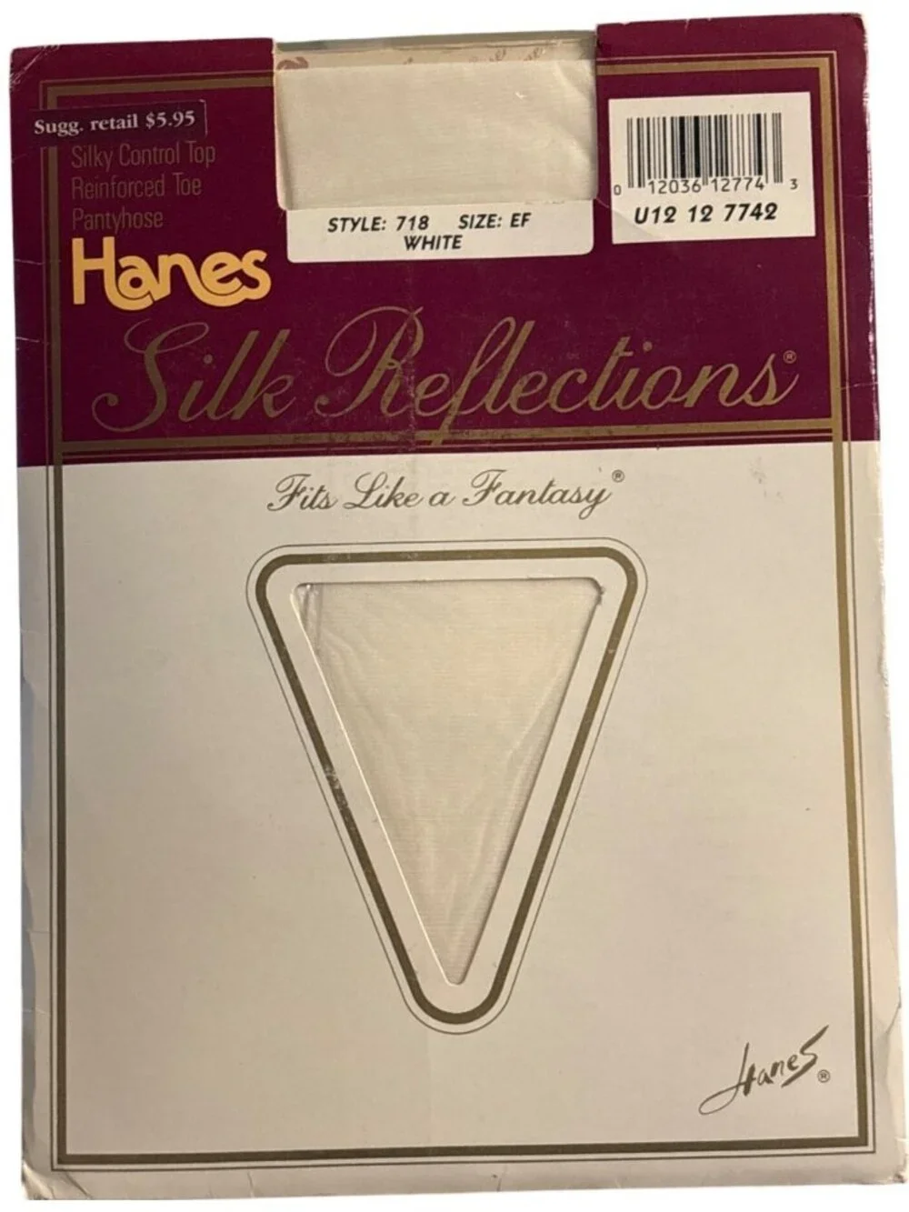 VTG Womens Hanes Silk Reflections White Pantyhose Size EF Silky Control Top 718